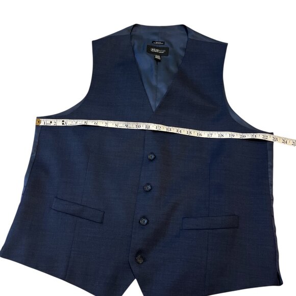 KENNETH COLE Vest Waistcoat AWEARNESS Slim Fit Wool Size XL Navy Blue - Picture 7 of 8